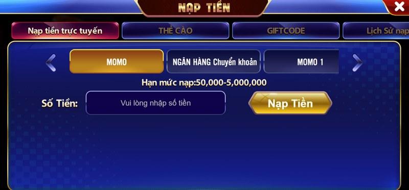 nạp tiền qua ví điện tử