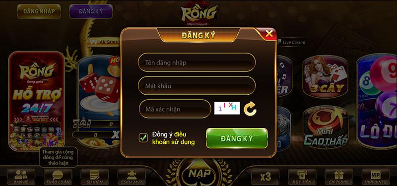 Đăng ký tại Rong Gold đơn giản