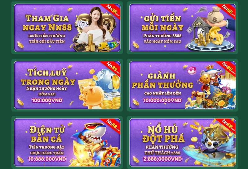 NN88 thường xuyên mang tới cho game thủ nhiều khuyến mãi khủng