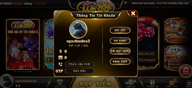 Chi tiết thao tác kích hoạt số điện thoại tại cổng trò chơi